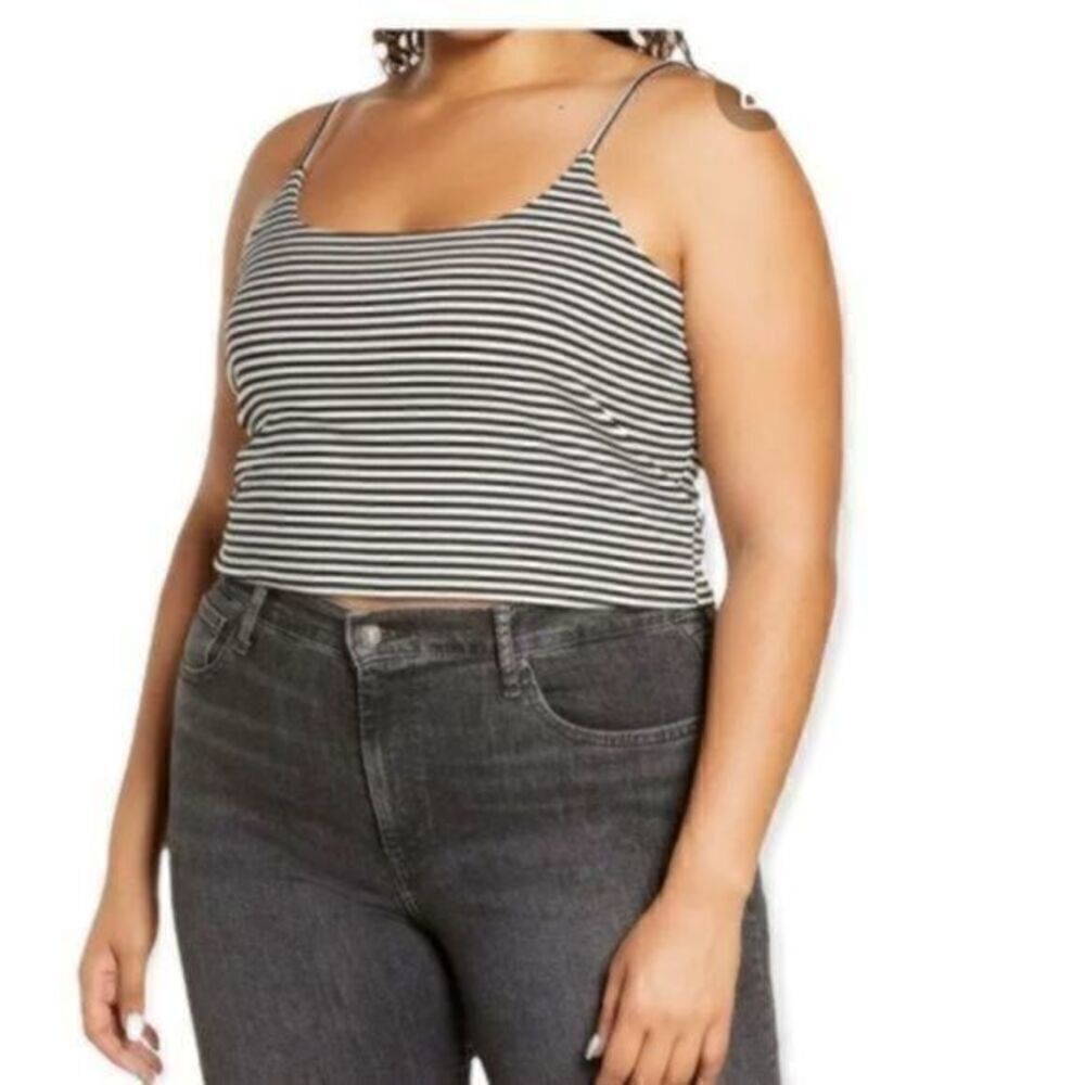 Bp Nordstrom Black/White Jamie Stripe Cropped Camisole Top 3X NWT